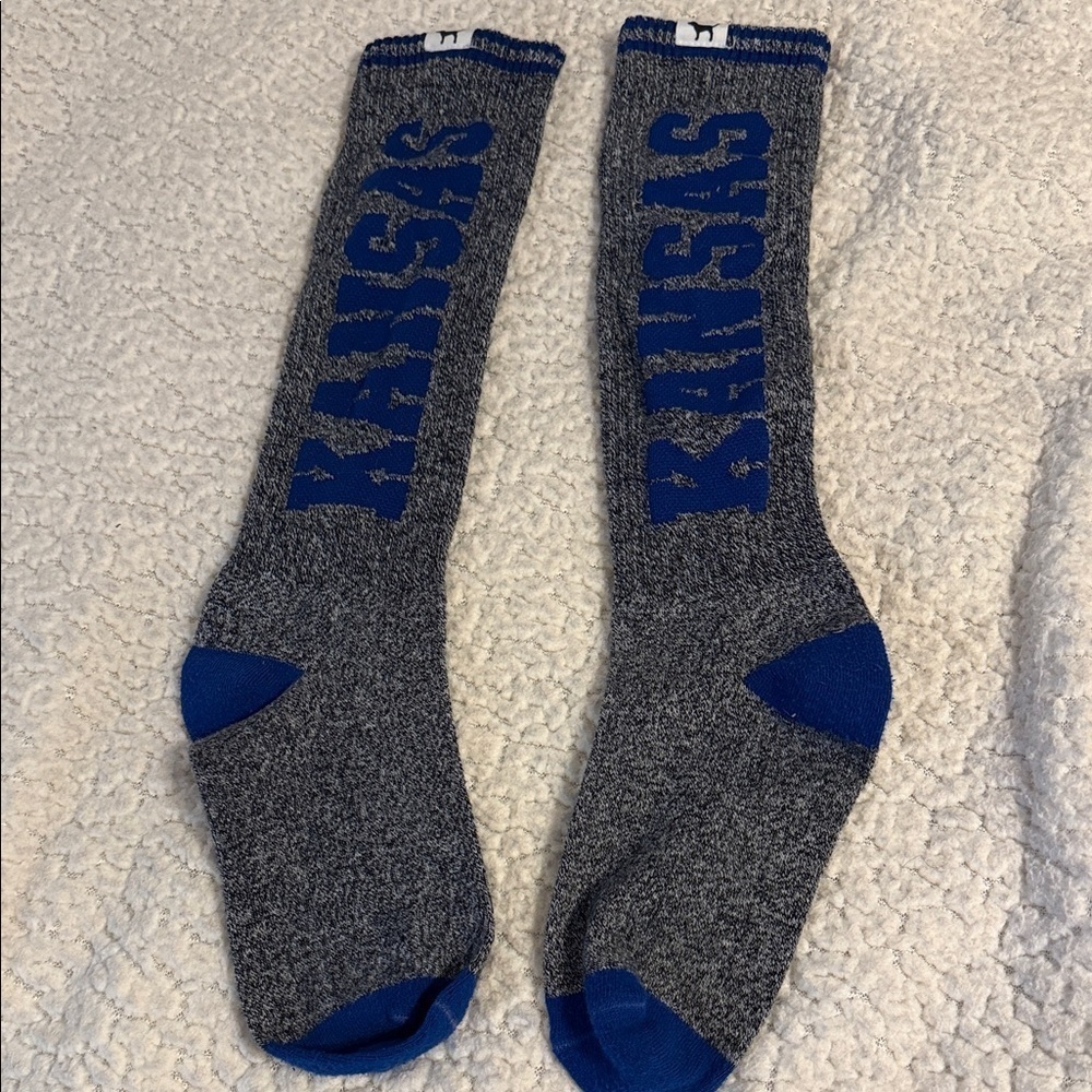 PINK Victoria's Secret Blue and Gray Kansas Socks